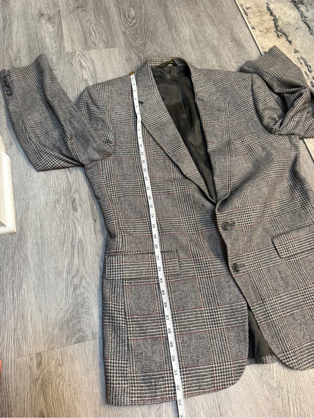 Vtg Oakton Ltd Mens Gray Plaid Blazer Jacket Wool Blend Sport Coat Size 44L